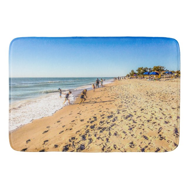 Tapis De Bain Hiver Beach Scène Bain Mat (Devant)
