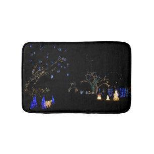 Tapis De Bain Hiver Wonderland Lumières Bleu et blanc Vacances