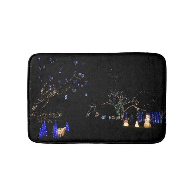 Tapis De Bain Hiver Wonderland Lumières Bleu et blanc Vacances (Devant)