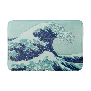 Tapis De Bain Hokusai Blue Waves Pattern