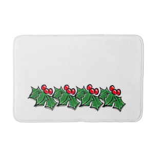 Tapis De Bain Holly Feuilles, Holly Berries, couronne de Noël