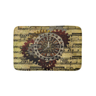 Tapis De Bain Horloges grunges et vitesses de Steampunk
