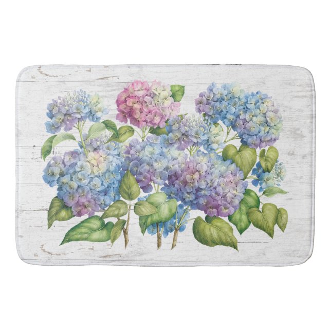 Tapis De Bain Hydrangea fleurit avec du bois (Devant)