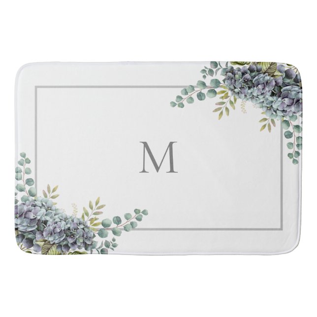 Tapis De Bain Hydrangée pourrie Eucalyptus Monogramme (Devant)