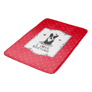 Tapis De Bain I Love Bostons Boston Terriers (noir et blanc)