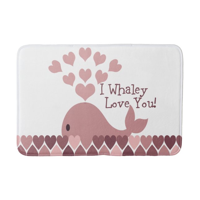 Tapis De Bain I Whaley t'aime les coeurs roses (Devant)