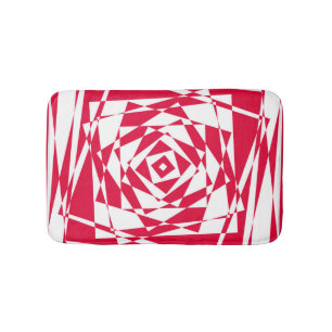 Tapis De Bain Illusion abstraite rouge blanc
