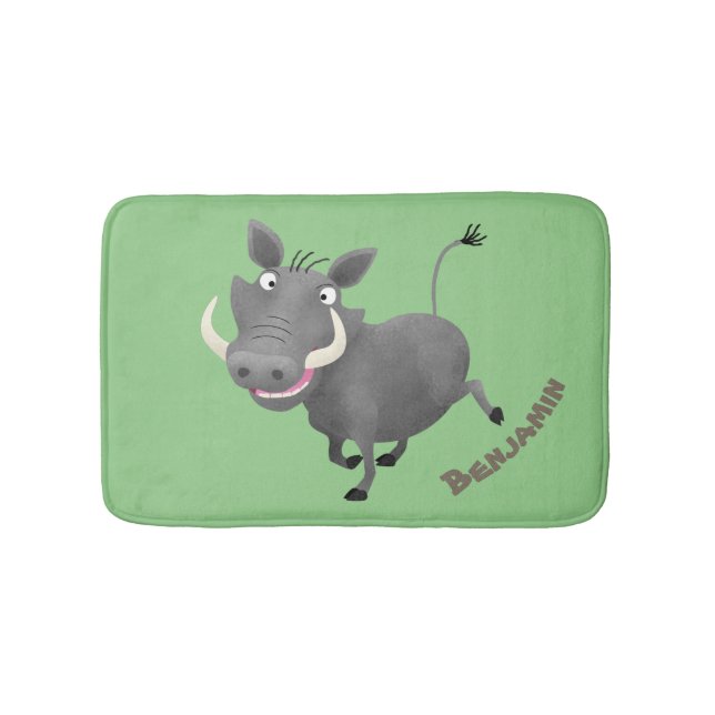 Tapis De Bain Illustration amusante d'un cochon de phacochère af (Devant)