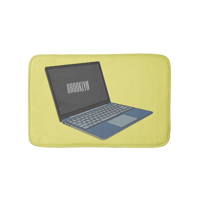 Tapis De Bain Illustration de dessin sur ordinateur portable (Devant)