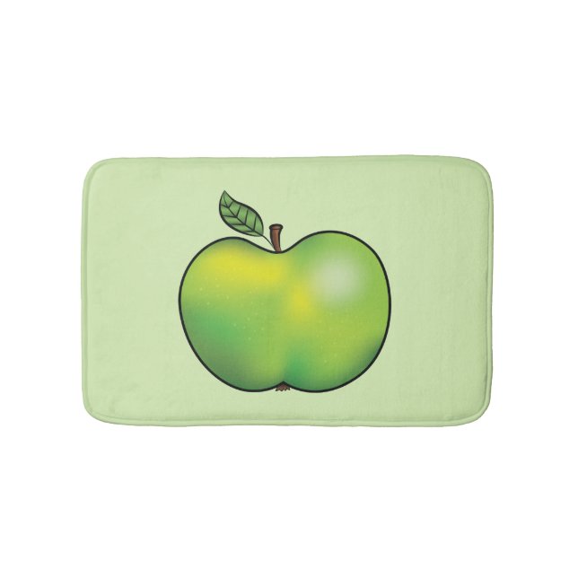 Tapis De Bain Illustration de fruits de pomme de dessin vert (Devant)