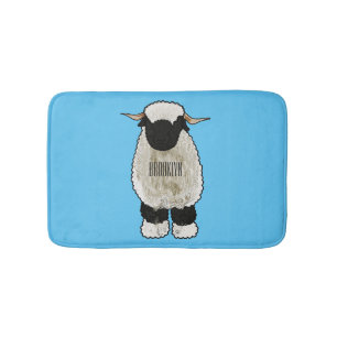 Tapis De Bain Illustration de la caricature de mouton Valais Bla