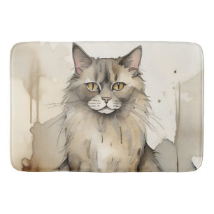 Tapis De Bain Illustration de l'aquarelle du Maine Coon