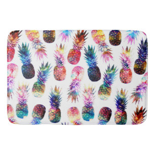 Tapis De Bain Illustration de l'aquarelle et des ananas nébuleux