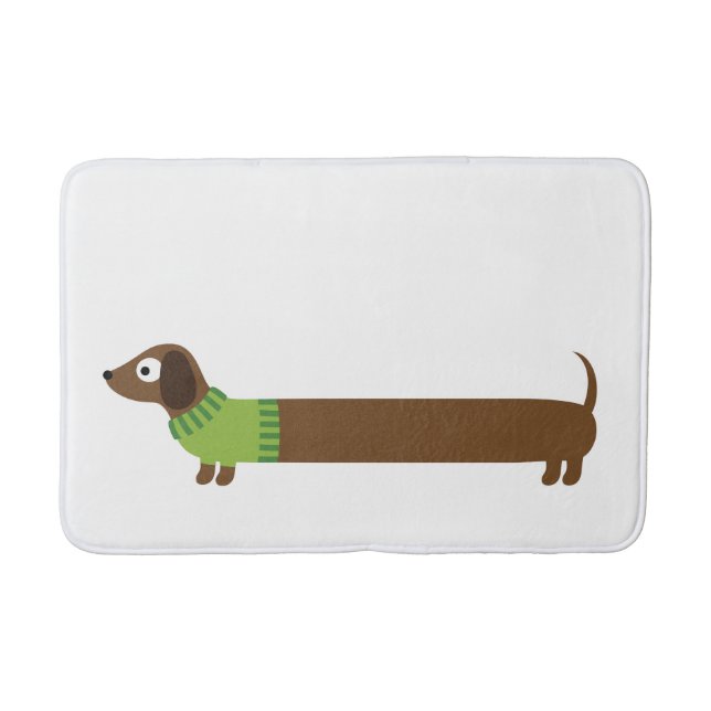Tapis De Bain Illustration de mignons longs Dachshund (Devant)