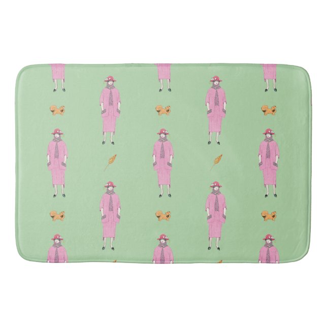 Tapis De Bain Illustration de mode des années 1910 Dame & Chien  (Devant)