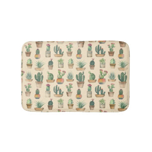 Tapis De Bain Illustration de motif botanique de cactus