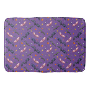 Tapis De Bain Illustration d'Halloween avec chauve-souris et éto