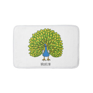 Tapis De Bain Illustration d'oiseau de paon brillant