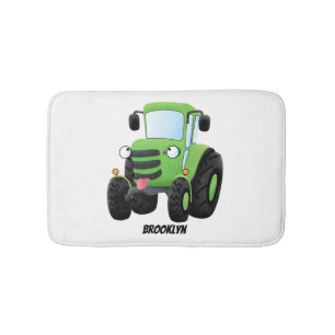 Tapis De Bain Illustration du joli joyeux tracteur agricole vert