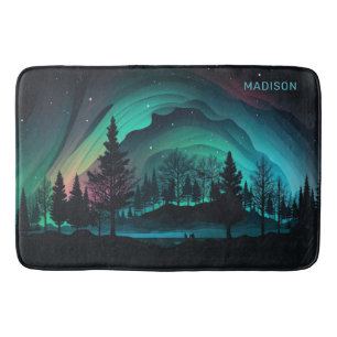 Tapis De Bain Illustration du nom personnalisé Aurora Borealis
