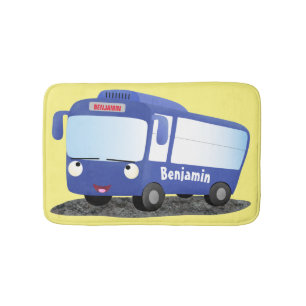 Tapis De Bain Illustration d'un bus moderne bleu mignon