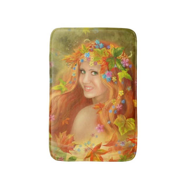Tapis De Bain Imaginaire Belle fée femme automne. nature (Devant (Vertical))