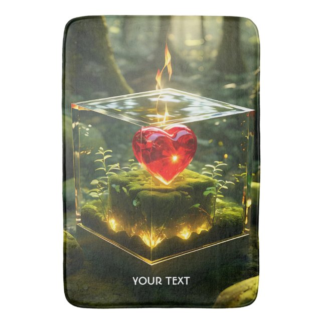 Tapis De Bain Imaginaire Cute Cube Coeur Forêt (devant Vertical)