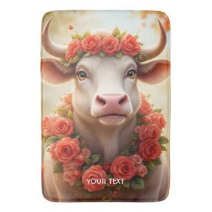 Tapis De Bain Imaginaire Cute Jovely Cow Roses