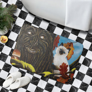 Tapis De Bain Imaginaire d'automne du chat de fin d'arbre