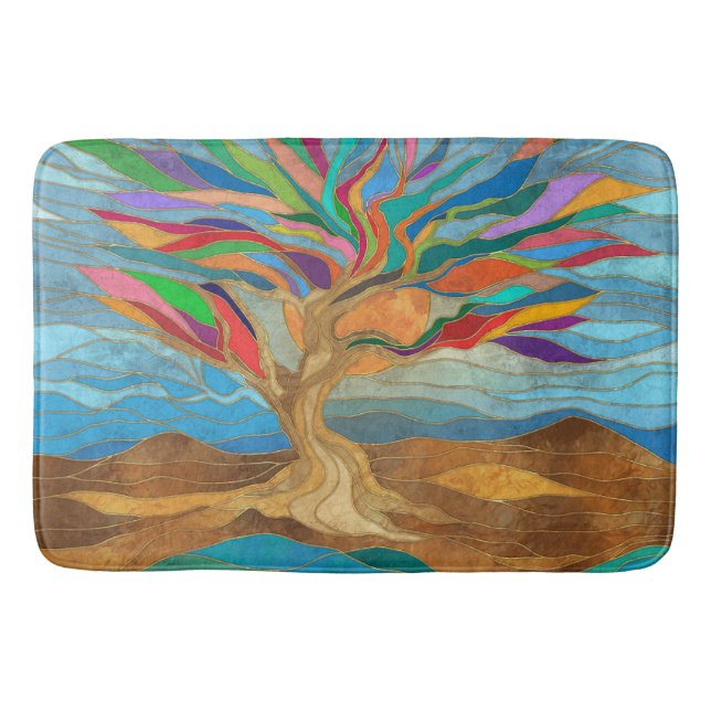 Tapis De Bain Imaginaire de feuillage Arbre de mosaïque (Devant)