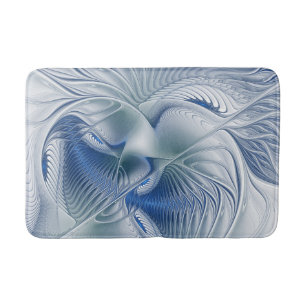 Tapis De Bain Imaginaire dynamique tons bleus Abstraits Art frac