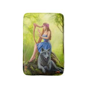Tapis De Bain Imaginaire fille fée et ami loup Bath Mat
