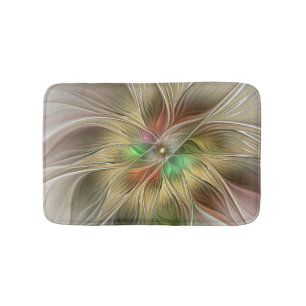 Tapis De Bain Imaginaire Floral Avec Or Moderne Abstrait Fractal