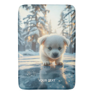 Tapis De Bain Imaginaire mignon Chiot neige hivernale