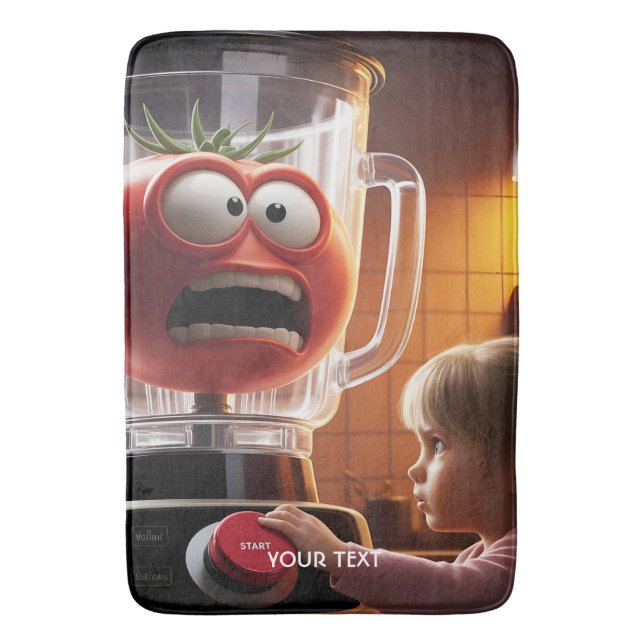 Tapis De Bain Imaginaire mignonne fille mélangeur tomate (devant Vertical)