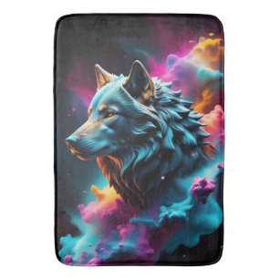 Tapis De Bain Imaginaire surréaliste cosmique Peinture de loup A