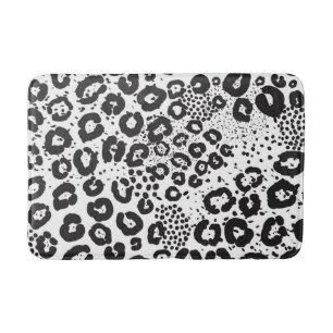 Tapis De Bain Impression animale noir blanc léopard des neiges g