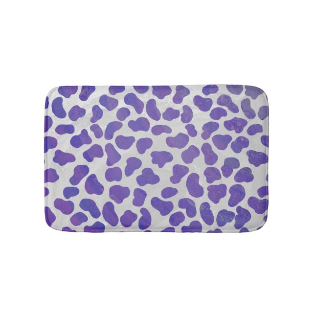 Tapis De Bain Impression dalmate violet et blanche (Devant)