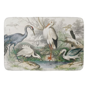 Tapis De Bain Impression d'art de la nature Héron, Cigogne et Gr