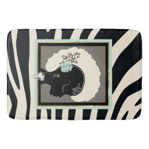 Tapis De Bain Impression de crème et de zèbre noir