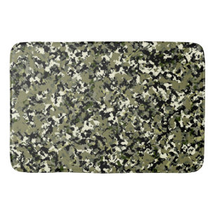 Tapis De Bain Impression de motif de camouflage vert noir crème