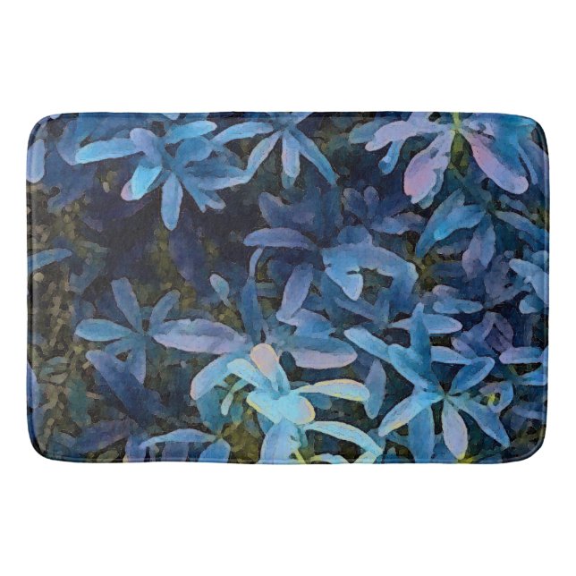 Tapis De Bain Impression Feuille bleue (Devant)