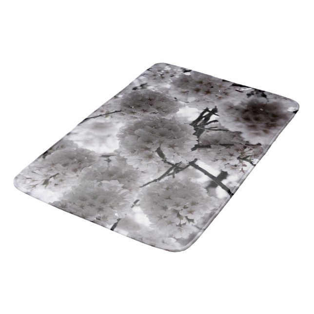 Tapis De Bain Impression florale blanche (Angle)