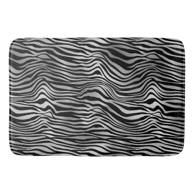 Tapis De Bain Impression noire en argent (Devant)