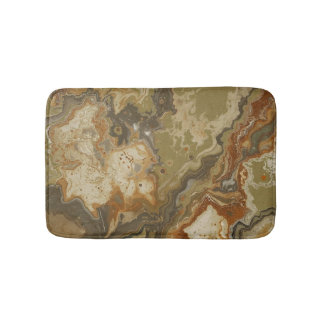 Tapis De Bain Impression Olivâtre Vert Abstrait Rustique