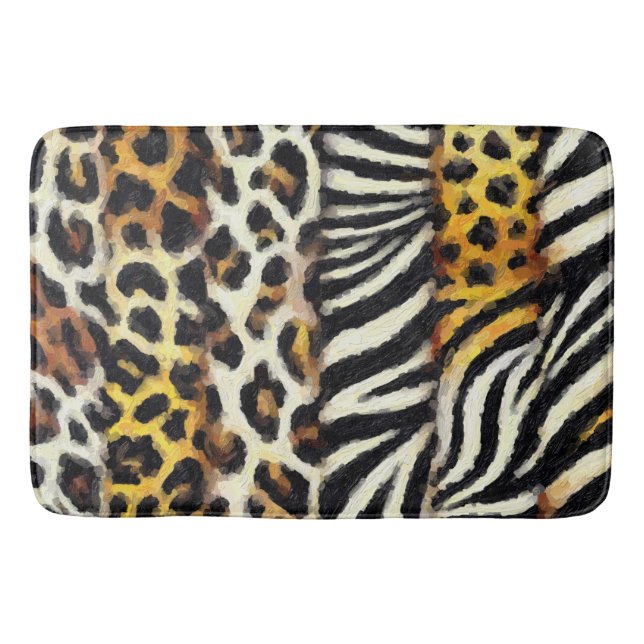 Tapis De Bain Impression peinture mixte sauvage animalière (Devant)