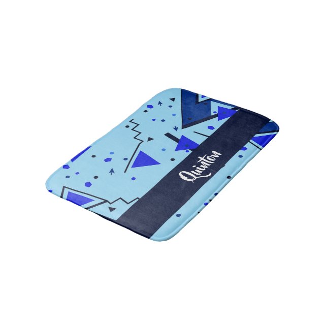 Tapis De Bain Impression rétro bleue (Angle)