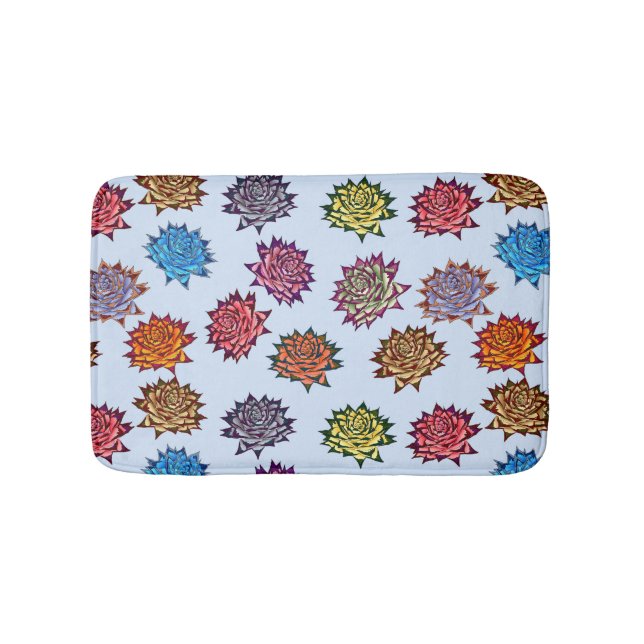 Tapis De Bain Impression Rose pointillée, Modèle Floral Moderne (Devant)