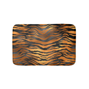 Tapis De Bain Imprimé Animal Rayures Tigre Noir Brun Glamour