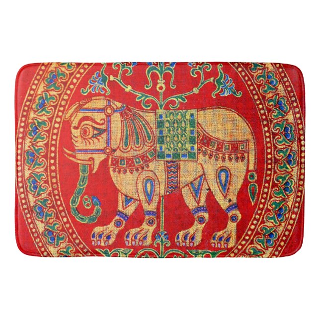 Tapis De Bain imprimé d'éléphants est-indiens (Devant)